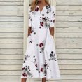 thumbnail image 1 of Babysbule Liquidation Robes d'Été pour Femmes Robes d'Été Décontractées pour Femmes Col en V Manches Courtes Imprimées avec Poche, 1 of 5