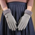 thumbnail image 1 of Woman Warm Snow Gloves Thick Soft Faux Rabbit Plush Edge Anti-slip for Cold Weather Outdoor Skiing and Cycling, 1 of 2