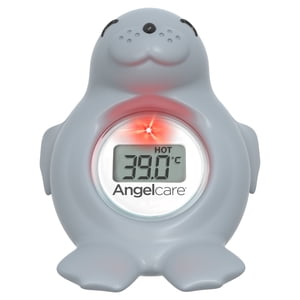 Angelcare® Baby Bath & Room Thermometer with Flashing Red Hot Alert, Cold Display, Auto-off, Shake Activation, Battery Included
