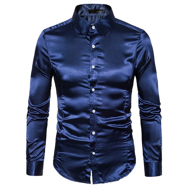 maskred Long Sleeve Tops For Men - Functional Anti-wrinkle Sustainable And Chic Good Cut For Normal Body Casual Work Shirt navy blue S