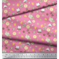 thumbnail image 3 of Soimoi Pink Modal Satin Fabric Tea Bag,Star Anise & Lemon Slice Vegetable Print Sewing Fabric Yard 42 Inch Wide, 3 of 3