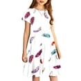 thumbnail image 3 of Soldes de Liquidation Aujourd'hui Offres Iumwxz Robe Décontractée Trapèze Robe Tunique pour Adolescentes Robes Col Rond Mignonne à Motif Robe à Manches Courtes pour Filles Robes Ravissantes pour Fête 4-14a, 3 of 6