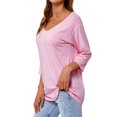 thumbnail image 4 of Women 3/4 Sleeve V Neck Plain Pullover Solid Color Top, 4 of 10