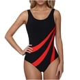 thumbnail image 3 of VBTAPA Women Racerback One Piece Swimsuit Slimming Athletic Training Bathing Suit Full Coverage Color Block Modest Swimwear on Clearance Red XL, 3 of 6