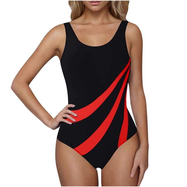 Tqcoqu Women's Solid Color Backless Casual Swimsuit