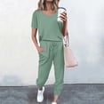 thumbnail image 2 of Yuyuzo Womens Workout Sets 2 Piece Short Sleeve Crew Neck T-Shirts Drawstring Jogger Pants with Pockets, 2 of 5
