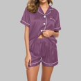thumbnail image 2 of Yuyuzo Pajama Sets for Women 2 Piece Short Sleeve Button down Shirts Lounge Sets Color Block Soft Pj Sets, 2 of 4