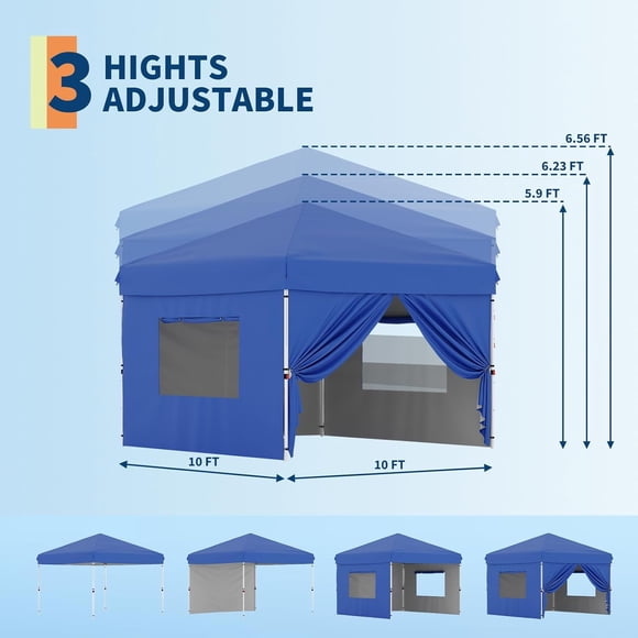 Kojooin 10 x 10 Heavy Duty Commercial Pop Up Canopy Tent, Waterproof Instant Shelter for Market, Party, Patio or Beach