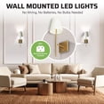 thumbnail image 4 of Bell + Howell by Design Applique Murale Rechargeable en Laiton, Lot de 2, Abat-Jour en Tissu, Applique Murale avec Modes de Lumière DEL à Intensité Réglable, 4 of 8