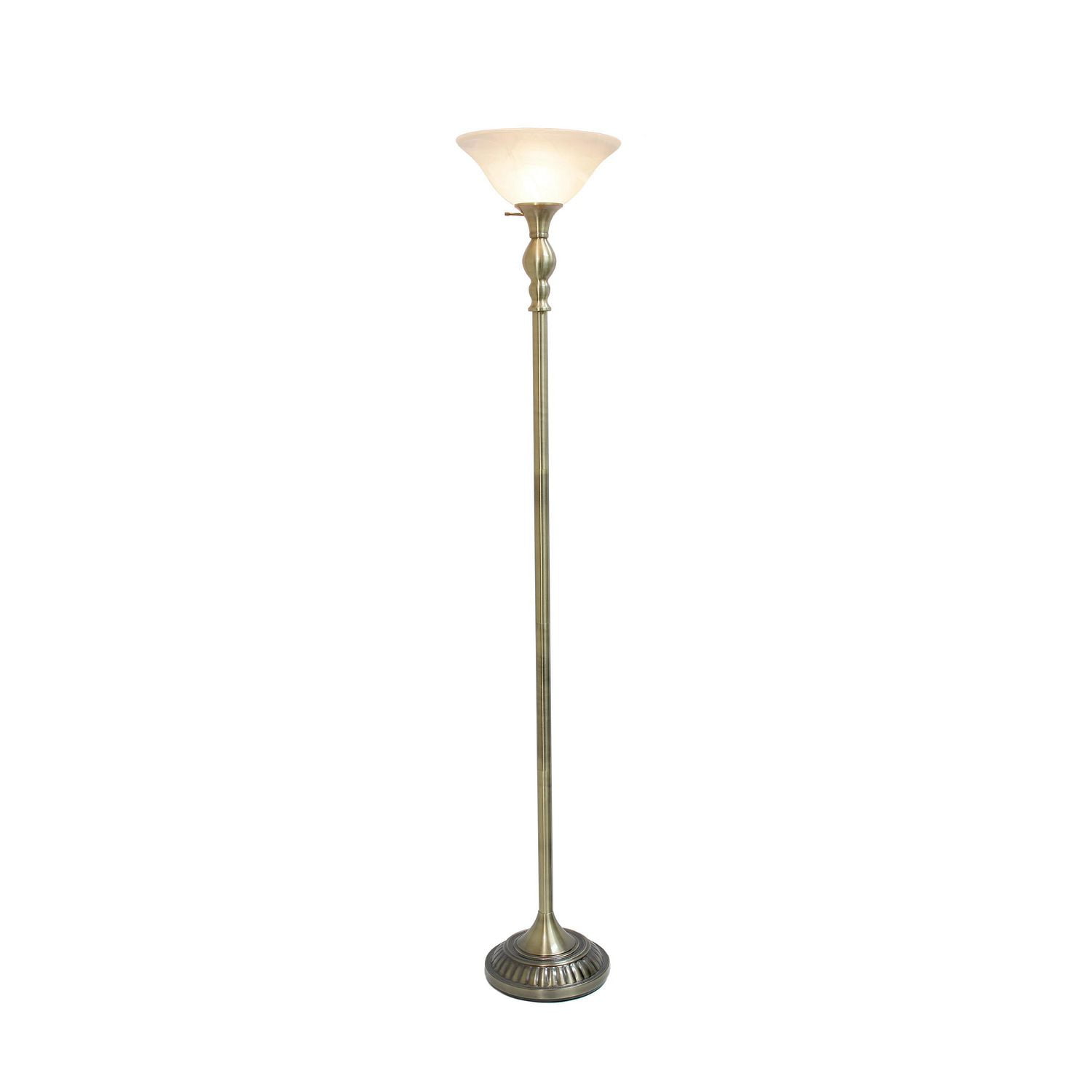 Conception élégante 1 Lampe torchère avec abat-jour en verre blanc marbr