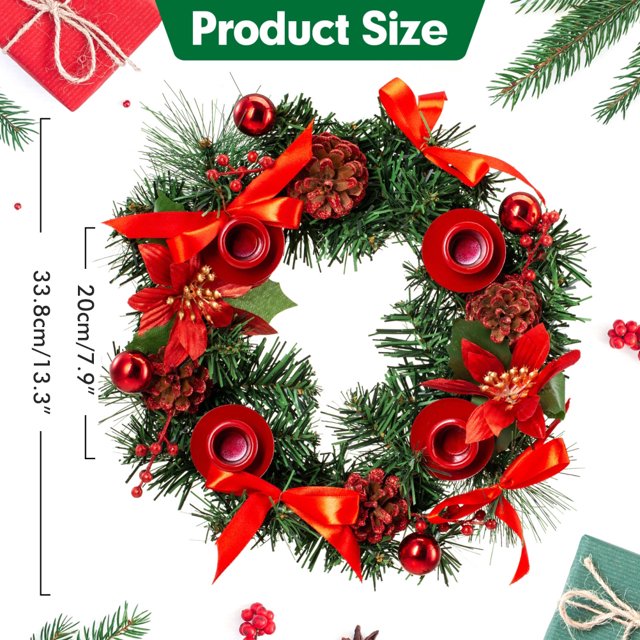Christmas Advent Wreath Fir Wreath Arrangement Decorative Wreath Christmas Advent Wreath Fir Wreath Christmas Arrangement Decorative Wreath With Candle Holder & Ribbon