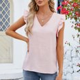 thumbnail image 2 of Timegard Womens Summer Tops Ruffle Cap Sleeve V-Neck Solid Color Comfy Lightweight Blouse Casual Loose Tops, 2 of 7