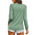 thumbnail image 5 of LUXUR T-shirt Femme Col Rond Tee-Shirt Couleur Unie Pull Décontracté Manches Longues Vert L, 5 of 5