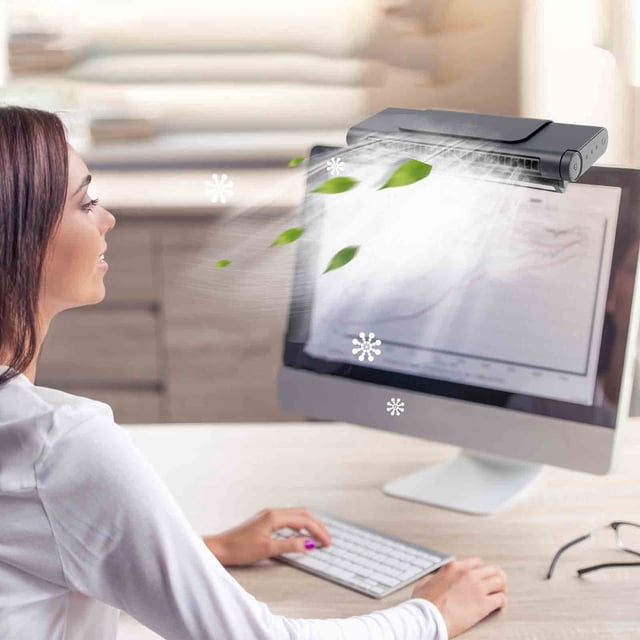 Dvkptbk Desktop Tower Fan Computer Display Screen Hanging Screen Fan High Wind Small Fan Office Silent Bladeless Small Fan