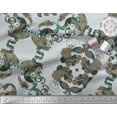 thumbnail image 3 of Soimoi Moss Georgette Fabric Quatrefoil & Peacock Bird Print Fabric by Yard 42 Inch Wide, 3 of 3