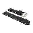 thumbnail image 3 of 24mm Mens' Alligator Style Leather Watch Strap Band, White Stitching, Stainless Steel Buckle, 3 of 7