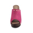 thumbnail image 2 of BLISSFUL STEP Women's Shoes Platform Chunky Heels Open Toe Rivet Faux Suede Slides Sandals Hot Pink 10, 2 of 8