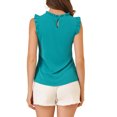 thumbnail image 3 of INSPIRE CHIC Chemisiers de Travail Sans Manches pour Femmes à Volants Plissés Hauts CHIC Vert Viridian TP, 3 of 6