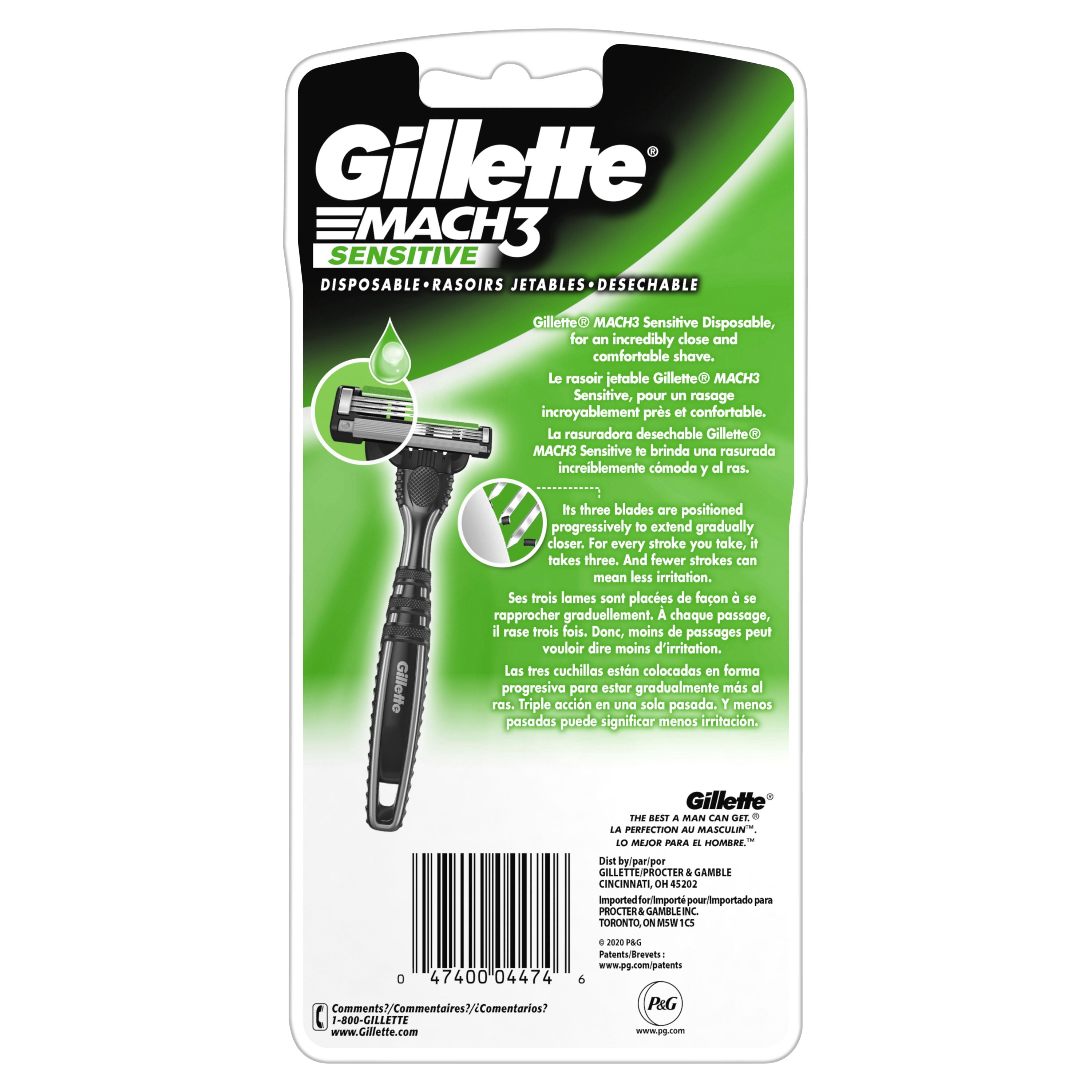 Rasoirs jetables pour hommes Gillette Mach3 Peau sensible