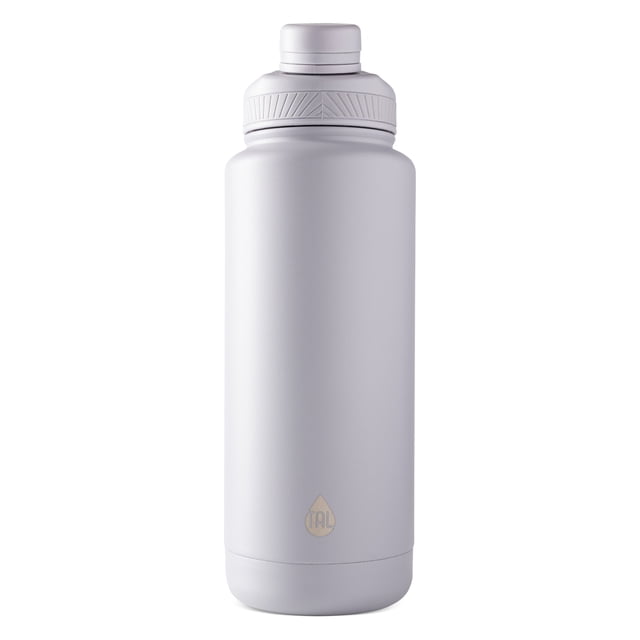 TAL Stainless Steel Ranger Water Bottle 40oz, Gray Blue with a matte finish, wide mouth for easy ice addition and cleaning, narrow spout for spill-free sipping, and an easy carry loop ideal for outdoor hydration and workouts.
