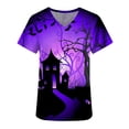 thumbnail image 5 of RKSTN Women Tops Short Sleeve V-neck Tops Working Uniform Halloween Printed with Pockets Blouse Scrub Tops, 5 of 5
