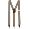 thumbnail image 1 of Mens Elastic Y-Back Adjustable Clip-on Suspenders With Leather Trim- Tan (Regular, 46" Long), 1 of 1