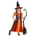 thumbnail image 2 of Girl's Orange Light-Up Witch Costume, 2 of 9