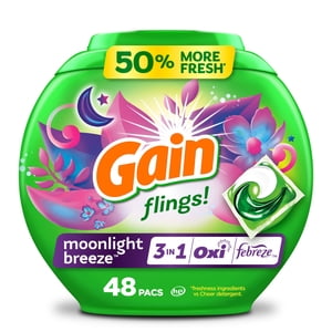 Gain Flings Des sacs de nettoyage, 48 Comte, Breeze Scent au clair de lune, avec Odor Defense