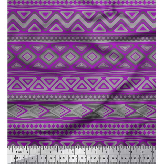 Soimoi Cotton Duck Fabric Aztec Geometric Printed Craft Fabric by The Yard 56 Inch Wide