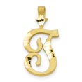 thumbnail image 1 of Diamond2Deal 10K Yellow Gold Grooved Letter T Initial Pendant for Women, 1 of 5