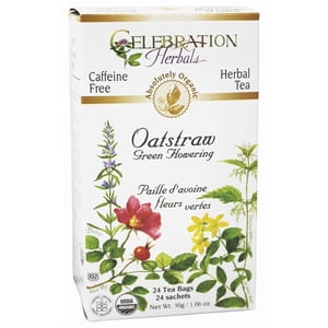 Celebration Herbals - Organic Caffeine Free Oatstraw Green Flowering Herbal Tea - 24 Tea Bags