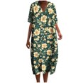 thumbnail image 2 of Ovzne Robes Grande Taille pour Femmes aux Formes Robe d'Été Femmes Été Poches Robes Imprimées Ample Col en V Manches Courtes Robes Robe de Vacances Manches Courtes Imprimée Liquidation, 2 of 5