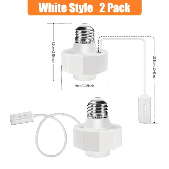 HLONK 2Pack Light Socket Outlet Adapter with USB Port Light Socket for Use with Smart Bulbs Bulb Socket Extender Compatible with Wyze Cam v3 Mini LED Light Strips 5V 1.5A
