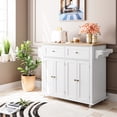 thumbnail image 3 of GloryStar Large Kitchen Island, 43" Storage Cart with Wheels, 2 Drawers, 4 Cabinet Doors, Spice and Wine Racks, 3 of 9
