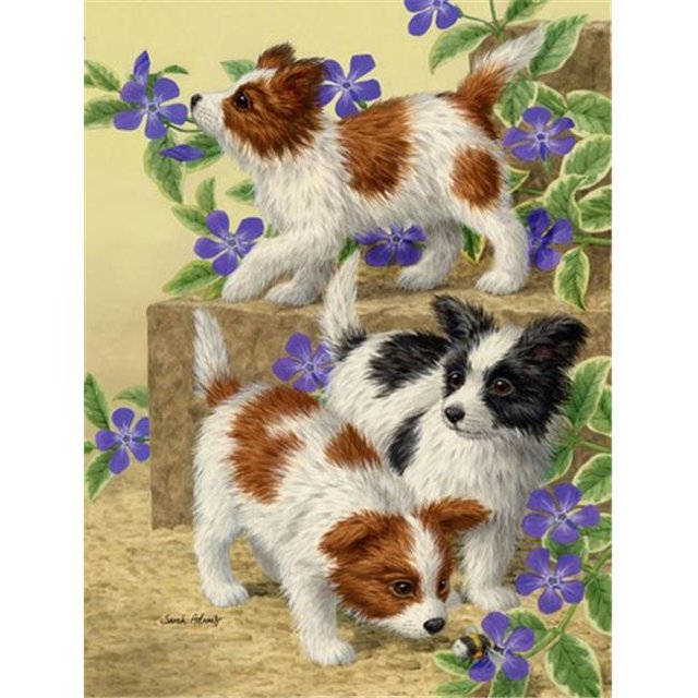Carolines Treasures ASA2129GF Papillon Pups Flag Garden Size