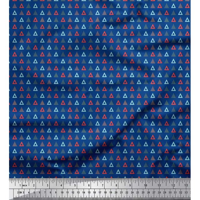 Soimoi Silk Fabric Triangle Shirting Decor Fabric Printed Yard 42 Inch Wide