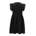 thumbnail image 4 of Ketyyh-chn99 Robes pour Femmes Grande Taille Robe Élégante de Soirée pour Femme Manche à Volants Jupe Évasée à Étages Mini Robe Noir,m, 4 of 4