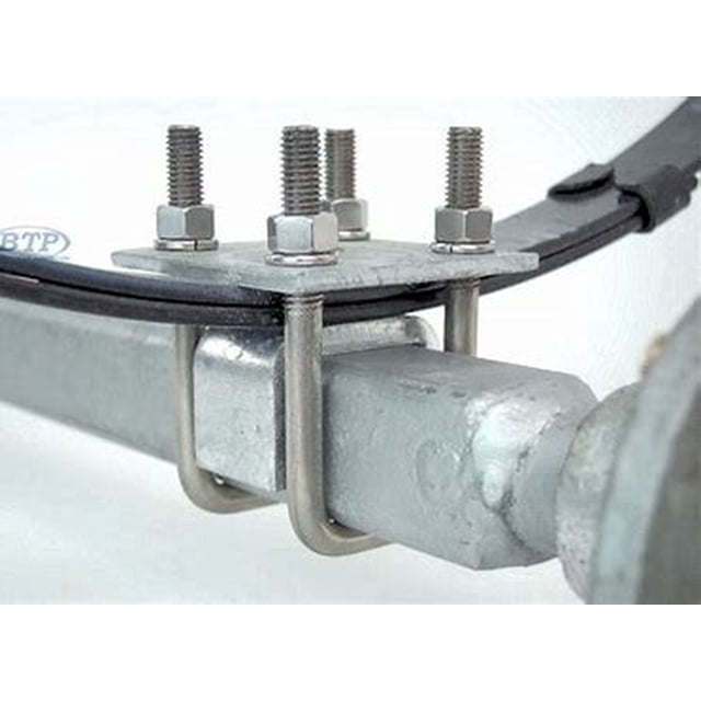 Dexter Marine Trailer Axle Leaf Spring Plate 81180 Fits 2-3/8 Inch Diameter Round Axles; Galvanized; Set Of 2; With Four U Bolts/Eight Lock Washers/Eight Flat Washers/Nuts