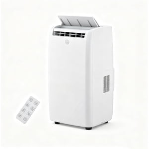 Portatif Air Conditionneur 14,000 BTU, 3-in-1 AC avec déshumidificateur, ventilateur & Mode sommeil, refroidit les chambres jusqu'à 750 Sq.Ft., Télécommande, 24H minuterie, installation de fenêtre facile, fonctionnement silencieux, blanc