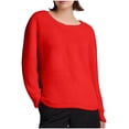 thumbnail image 1 of JGGSPWM (S-5XL) Plus Size Women's Pullover Fall Winter Sweaters Solid Color Fleece Long Sleeve Crewneck Oversized Loose Sweater Tops Red XL, 1 of 3