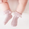 thumbnail image 2 of Zanarzt Toddler Ruffle Socks Baby Socks Spring and Fall Cotton Baby Socks Lace Stretch Boneless Girls Lace Lace Mid Calf Socks Light Pink,1-3 Years, 2 of 6
