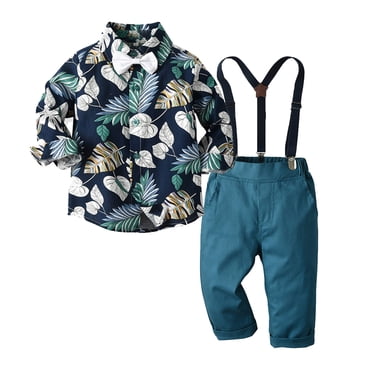 AJIWYH Boys Fall Outfits,Toddler Boy Clothes Baby Boy Clothes Baby Shirt Suspender Pants Set Outfit Navy,3-6 Months