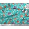 thumbnail image 3 of Soimoi Green Modal Satin Fabric Flying Bird & Floral Fabric Prints by Yard 42 Inch Wide, 3 of 3