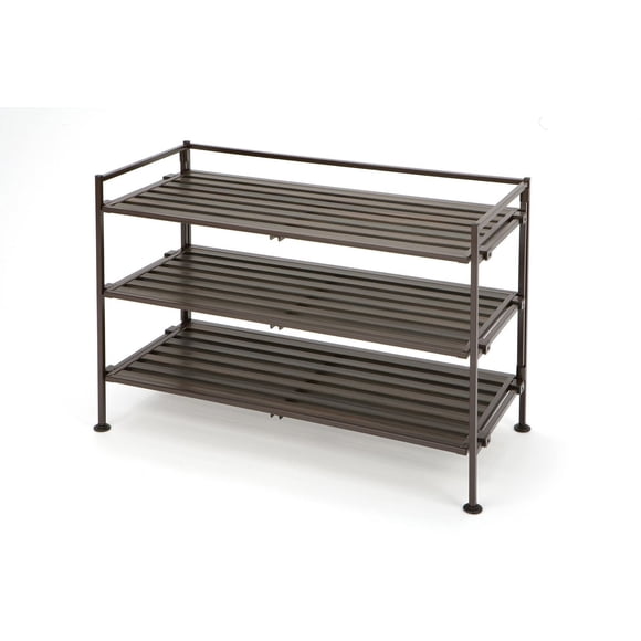 Seville Classics 3 Tier Resin-Wood Shoe Rack