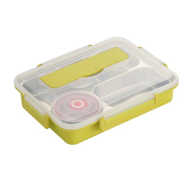 Lunch Box Stainless Steel Leak-Proof Food Case Heat Insulation Box Portable Food Meal Storage Container, Fruit Green, L