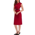 thumbnail image 1 of INSPIRE CHIC Robe de Bureau Élégante pour Femmes à Col Rond, Manches Cap, Ceinturée, Robe Fourreau de Travail, 1 of 5