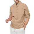 thumbnail image 1 of Chemise à Manches Longues pour Hommes Homme Décontractée Col Rabattu Chandail à Boutons Manches Longues Mode Décontractée Lin Semblable au Coton Chemises à Manches Longues pour Hommes, 1 of 4