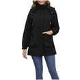 thumbnail image 3 of Sentmoon Coats for Women Plus Size Hooded Neck Long Sleeve Running Jackets for Women Zipper Solid Color Windproof Waterproof Travel Clothes Women with Pockets Fall and Winter, 3 of 9