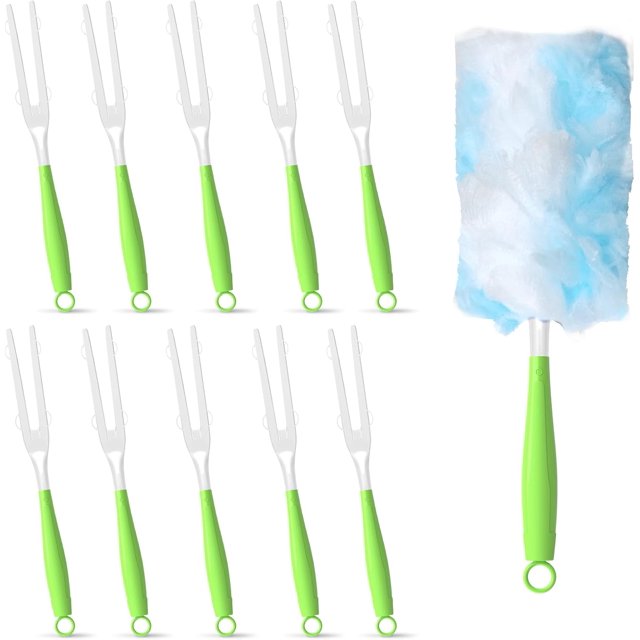 3PCS Duster Refills Folding Handles Set Compatible with Swiffer Dusters,Disposable Static Dust Removal Brush Handle for Dusting Electronics,Furniture,Blinds,Ceiling Fans (10, Green)