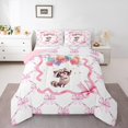 thumbnail image 1 of Erosebridal Girls Cartoon Raccoon Bedding Toddler Comforter Set, Princess Down Comforter, Bowknot Bedroom Decor, 2-Piece, 1 of 7
